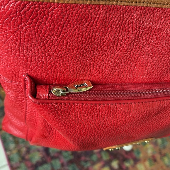 Valentina   Crossbody  shoulder bag, pebbled leather  holiday Red  goldtone HW - Picture 5 of 17